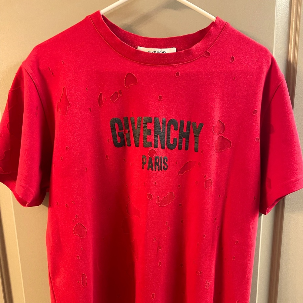 Givenchy Men Distressed Logo T Shirt